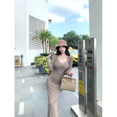 批发出大货 时尚套装裙女秋季新款长袖开衫外套V领吊带<b class='q'>连衣裙</b>两件套