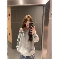 批发出大货 小众设计感斜肩卫衣格子<b class='q'>裤</b>两件<b class='q'>套装</b>