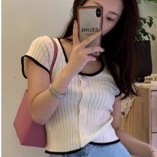 批发出大货 夏季新款时尚百搭显瘦女小众韩版针织薄款气质上衣潮