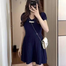 批发出大货  短袖连衣裙女装夏季时尚<b class='q'>甜美</b>蝴蝶结收腰显瘦A字短裙子