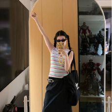 批发出大货 撞色条纹针织衫<b class='q'>背心</b>女夏季新品修身显瘦外穿<b class='q'>打底</b>无袖上衣