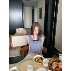 出大货 藏青色蝴蝶结条纹背带背心女2026新款夏季外穿无袖上衣