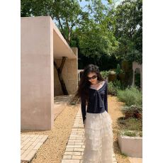 出大货 2026新款蕾丝拼接v领长袖t恤女早秋修身显瘦上衣