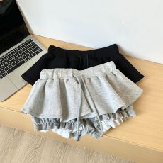 批发出大货 新款韩系ins减龄时尚松紧<b class='q'>高腰</b>系带A字蓬蓬短裙裤女潮