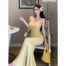 批发出大货 纯欲性感曼妙曲线吊带连衣裙女夏显白修身显瘦鱼尾长裙