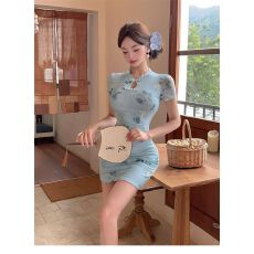 批发出大货 <b class='q'>改良</b><b class='q'>旗袍</b>连衣裙纯欲性感印花气质收腰显瘦优雅包臀短裙