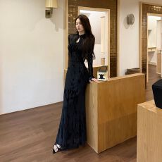 批发出大货 黑色网纱旗袍女2026年春夏新款性感修身<b class='q'>包臀</b><b class='q'>长裙</b>连衣裙