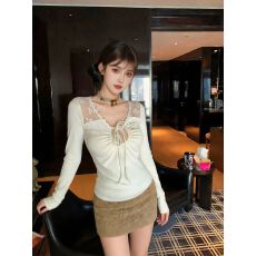 批发出大货 独特漂亮巨好看<b class='q'>上衣</b>纯欲<b class='q'>网纱</b>T恤打底衫设计感长袖春季