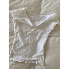 出大货 一字肩白色短袖T恤显瘦设计感小众上衣