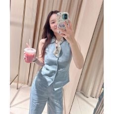 批发新款马甲时尚<b class='q'>套装</b><b class='q'>女</b>气质V领老钱风无袖上衣通勤<b class='q'>职业</b>阔腿裤<b class='q'>潮</b>