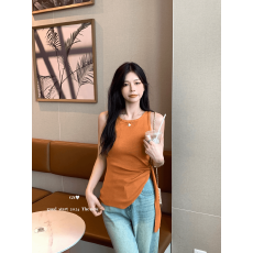 批发不规则绑带无袖针织背心吊带上衣<b class='q'>女</b>夏季新款阔腿裤<b class='q'>长裤</b>套装