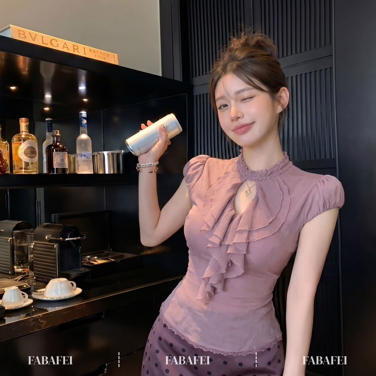 BY30063# 蕾丝拼接荷叶边挂脖辣妹短袖背心女波点包臀裙两件套装 服裝批發女裝批發服飾貨源