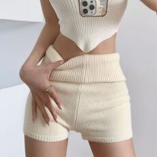 批发纯欲风低腰针织坑条包臀短<b class='q'>裤</b>女美式辣妹家居睡<b class='q'>裤</b><b class='q'>显瘦</b>弹力热<b class='q'>裤</b>