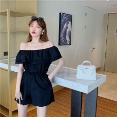 批发一字肩<b class='q'>连体裤</b><b class='q'>荷叶</b>边斜肩款<b class='q'>连体裤</b>露肩<b class='q'>性感</b>海边度假聚会