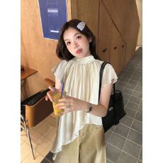 批发立领<b class='q'>不规则</b>短袖衬衫女装2026秋季新款简约显瘦百搭高级感上衣