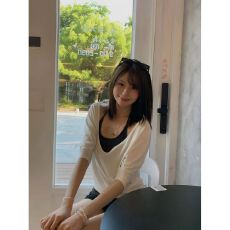批发纯欲风挂脖吊带V 领五分<b class='q'>袖</b>罩衫两件套女宽松显瘦叠穿<b class='q'>上衣</b>