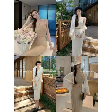 批发CCZEE 【心动法则】短款<b class='q'>露</b><b class='q'>脐</b>麻花吊带<b class='q'>背心</b>收<b class='q'>腰包</b>臀半身裙针织套装