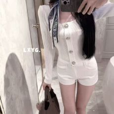 批发LXYG秋冬新款小香风方领飘带长袖针织开衫女<b class='q'>修身</b>显瘦短款毛衣内搭