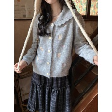 批发hollyii 韩系甜美休闲百搭小熊刺绣针织毛衣女针织开衫2025新款