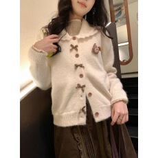 批发hollyii 韩系甜美休闲百搭小熊刺绣针织毛衣女针织开衫2025新款