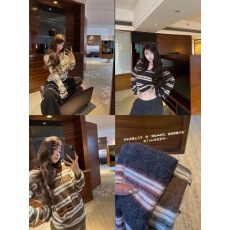 FuunJ 糯感帕拉蒂慵懒宽松复古条纹针织T恤女松弛感百搭休闲上衣