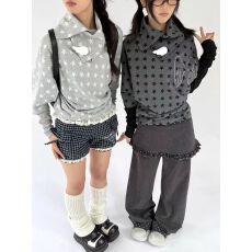 批发春日野too【天使翅膀堆堆上衣】复古韩系轻亚不规则星星内搭长袖