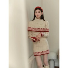 批发且可ChillCozy 人鱼烛 费尔岛提花圣诞套装100羊毛针织时尚三件套