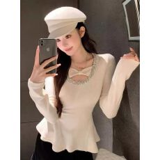 批发法式小香风轻奢亮片打底衫女秋冬新款内搭针织上衣冬季设计感小众