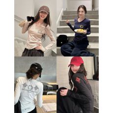 批发NanaByNana【宝藏KE罗心】V领撞色印花<b class='q'>T</b><b class='q'>恤</b>女春季收腰<b class='q'>长袖</b>上衣