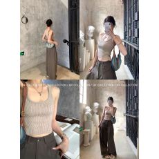 批发titi小姐姐【漫不经心】吊带背心女秋冬坑条针织内搭修身<b class='q'>打底</b><b class='q'>上衣</b>