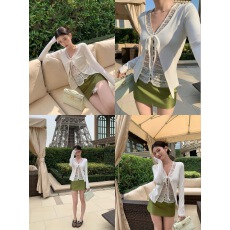 批发HAMYIHO纯欲<b class='q'>镂空</b>假两件系带<b class='q'>开衫</b>女t恤短款蕾丝拼接长袖打底衫上衣