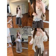 批发蒜尼尼【清透小波浪】花边<b class='q'>网纱</b>清透肌理感吊带气质通勤<b class='q'>上衣</b>