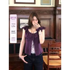 批发宅宅Athome//歌剧魅影 法式荷叶边复古<b class='q'>修身</b>夏季<b class='q'>衬衫</b>设计感小上衣