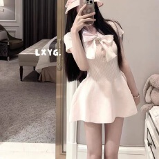 批发正版日落星河原创设计法式复古气质名媛风<b class='q'>蝴蝶结</b>吊带<b class='q'>连衣裙</b>