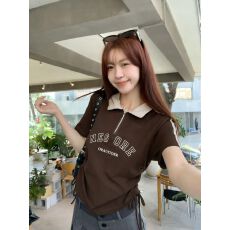 批发半拉链polo领短袖t恤女夏设计感小众收腰时尚<b class='q'>气质</b>显瘦短款上衣潮