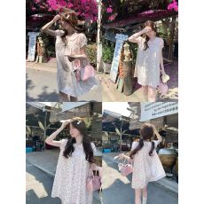 批发PtonUmi 春樱漫语  碎花<b class='q'>衬衫</b>裙女早春漂亮娃娃领连衣裙子