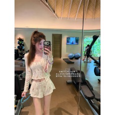 批发你的懒懒llan【Cutttte假日幸福线】家居服开衫+吊带+短<b class='q'>裤</b>三件套