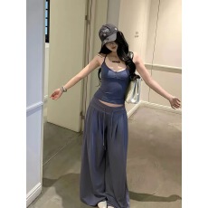 批发2026夏季新款辣妹吊带背心女内搭外穿打底衫上衣阔腿裤套装