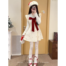 批发织物猪fabricpig樱桃慕斯挞 甜美风两件连衣裙套装女秋冬毛呢外套