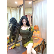 批发Barb Chill针织包臀<b class='q'>连衣裙</b>假两件女深冬纯欲辣妹风生日裙跨年穿搭