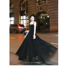 批发【3.28上海站 10:30新品77折】夜雾星纱'<b class='q'>网纱</b>洒金法式吊带连衣裙