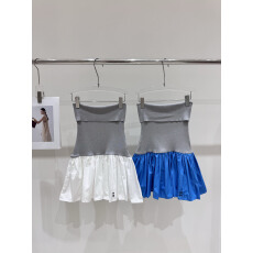 批发2026春夏新款撞色<b class='q'>抹胸</b>针织拼接百褶<b class='q'>连衣裙</b>女辣妹叠穿短裙