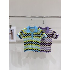 批发2026新款赵露思同款彩色波浪Polo领韩系短袖针织衫女上衣