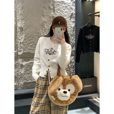 批发2026春夏新款针织圆领<b class='q'>开衫</b>毛衣定位星球刺绣修身显瘦女上衣