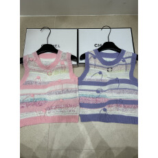 批发26夏季新款渐变条纹设计感花朵针织背心流苏软糯舒适百搭款女上衣