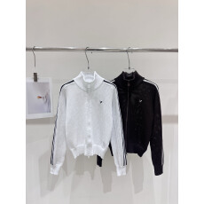 批发2026早春针织镂空开衫双拉链头休闲宽松袖子撞条百搭款女上衣