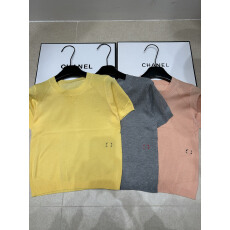 批发2026夏季圆领针织短袖薄款刺绣<b class='q'>轻熟</b>简约插肩袖百搭款女