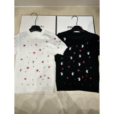 批发2026夏季新款针织圆领短袖百鸟花卉重工刺绣轻熟简约显瘦女上衣