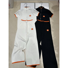 批发拼色边短袖拉链开衫+收紧腰长裤休闲风宽松显瘦百搭日常穿搭女