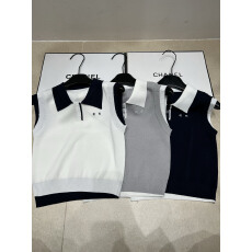 批发撞色Polo领针织背心女夏<b class='q'>宽松</b>假两件设计感字母刺绣百搭显瘦女上衣